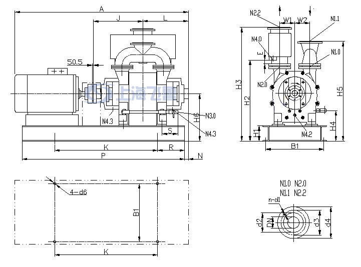 2BE1 202/203/252/253ֱ(li��n)����(d��ng)ˮ�h(hu��n)ʽ��ձð��b�ߴ�